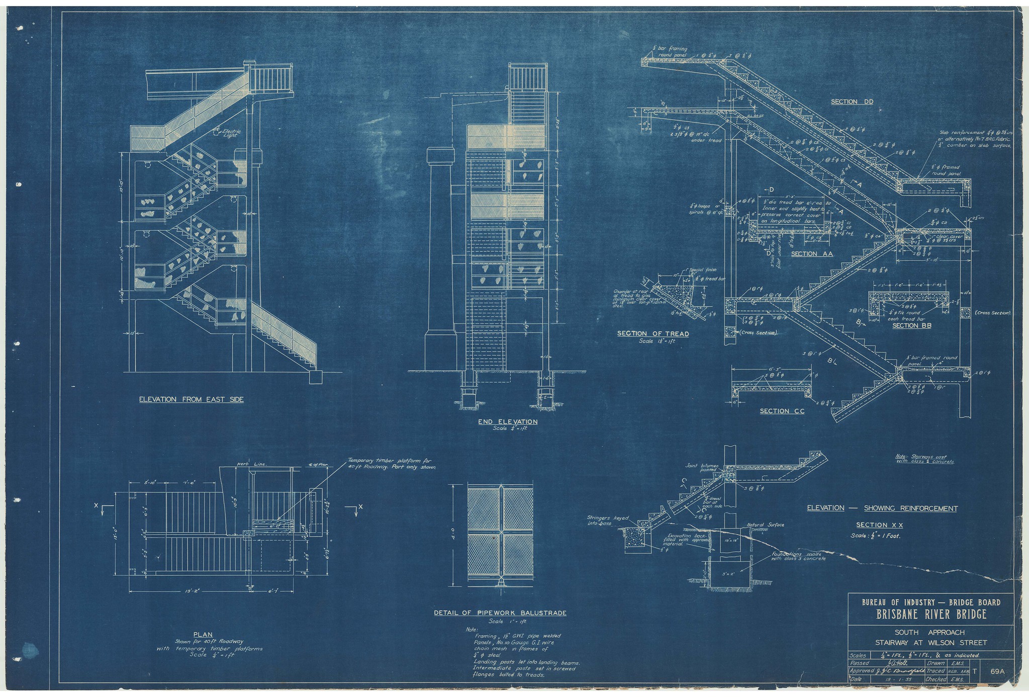 A blueprint of a bridge element.